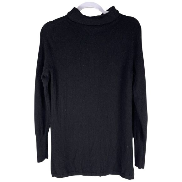 Talbots women’s medium Cashmere Black Long Sleeve Roll Turtleneck tunic Sweater - Picture 1 of 7